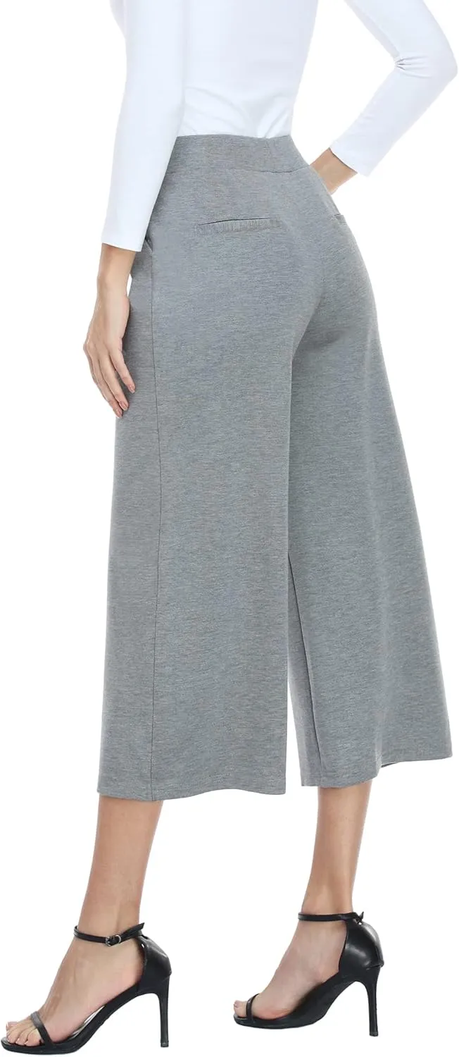 MISS MOLY Wide Leg Pants for Women Business Casual Crop Palazo Dress Pants Capris