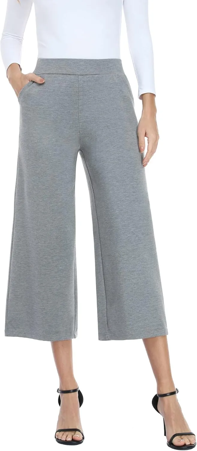 MISS MOLY Wide Leg Pants for Women Business Casual Crop Palazo Dress Pants Capris