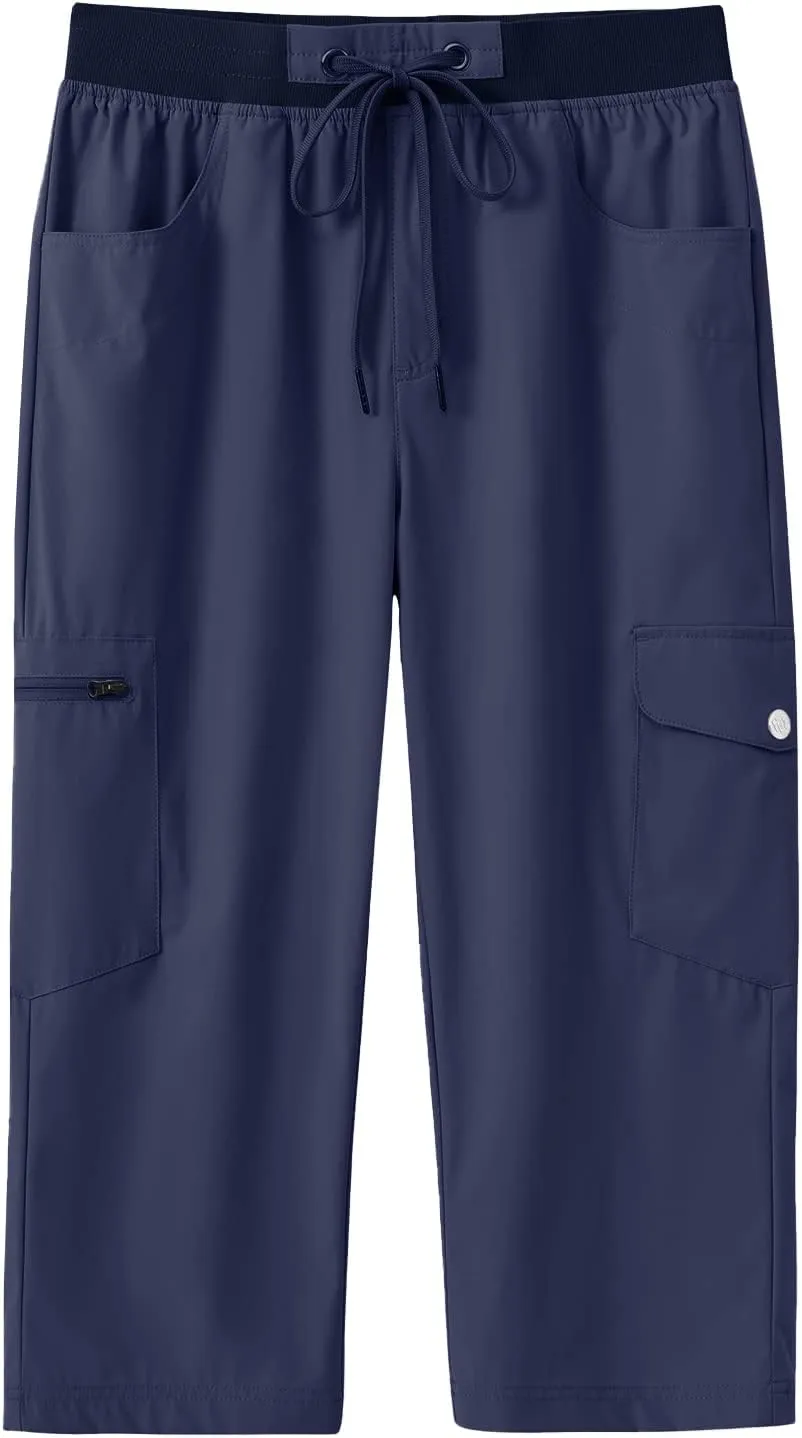 MoFiz Capri Pants for Women Lightweight Ice Cool Capris for Women Casual Summer Trip Loose Shorts with Zipper Pockets