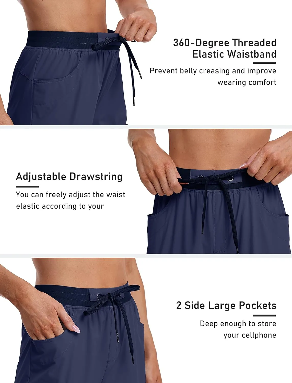MoFiz Capri Pants for Women Lightweight Ice Cool Capris for Women Casual Summer Trip Loose Shorts with Zipper Pockets