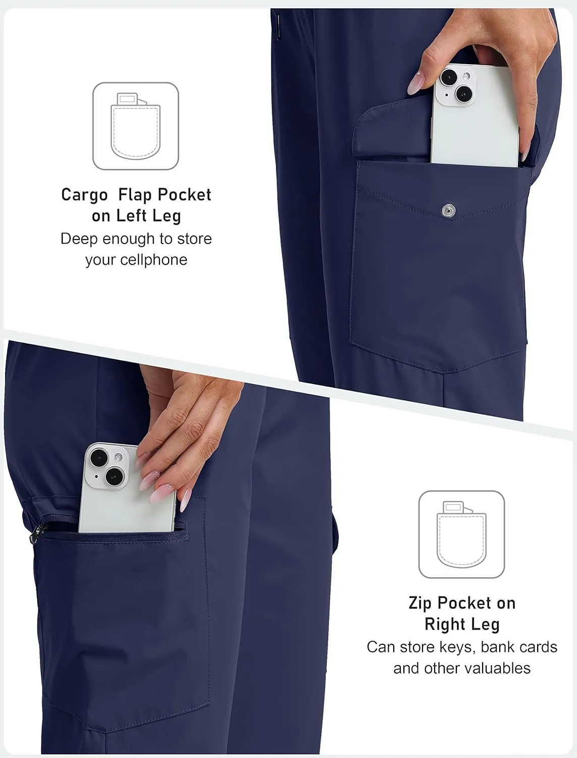 MoFiz Capri Pants for Women Lightweight Ice Cool Capris for Women Casual Summer Trip Loose Shorts with Zipper Pockets
