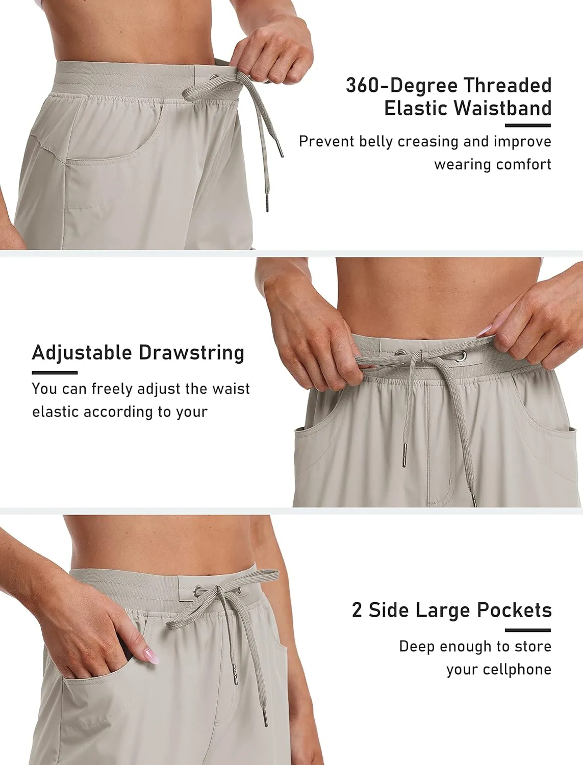 MoFiz Capri Pants for Women Lightweight Ice Cool Capris for Women Casual Summer Trip Loose Shorts with Zipper Pockets
