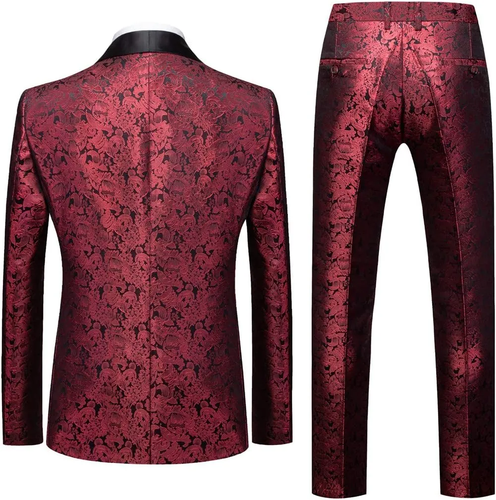 MOGU Mens 3 Piece Suit Slim Fit Shawl Lapel Tuxedo for Daily Business Wedding Party (Suit Jacket   Pants   Vest)
