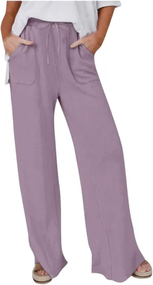NATHGAM Womens Cotton Linen Pants Summer Dressy Casual Pants Lightweight Outdoor Workout Jogger Pants Baggy Straight Trouser