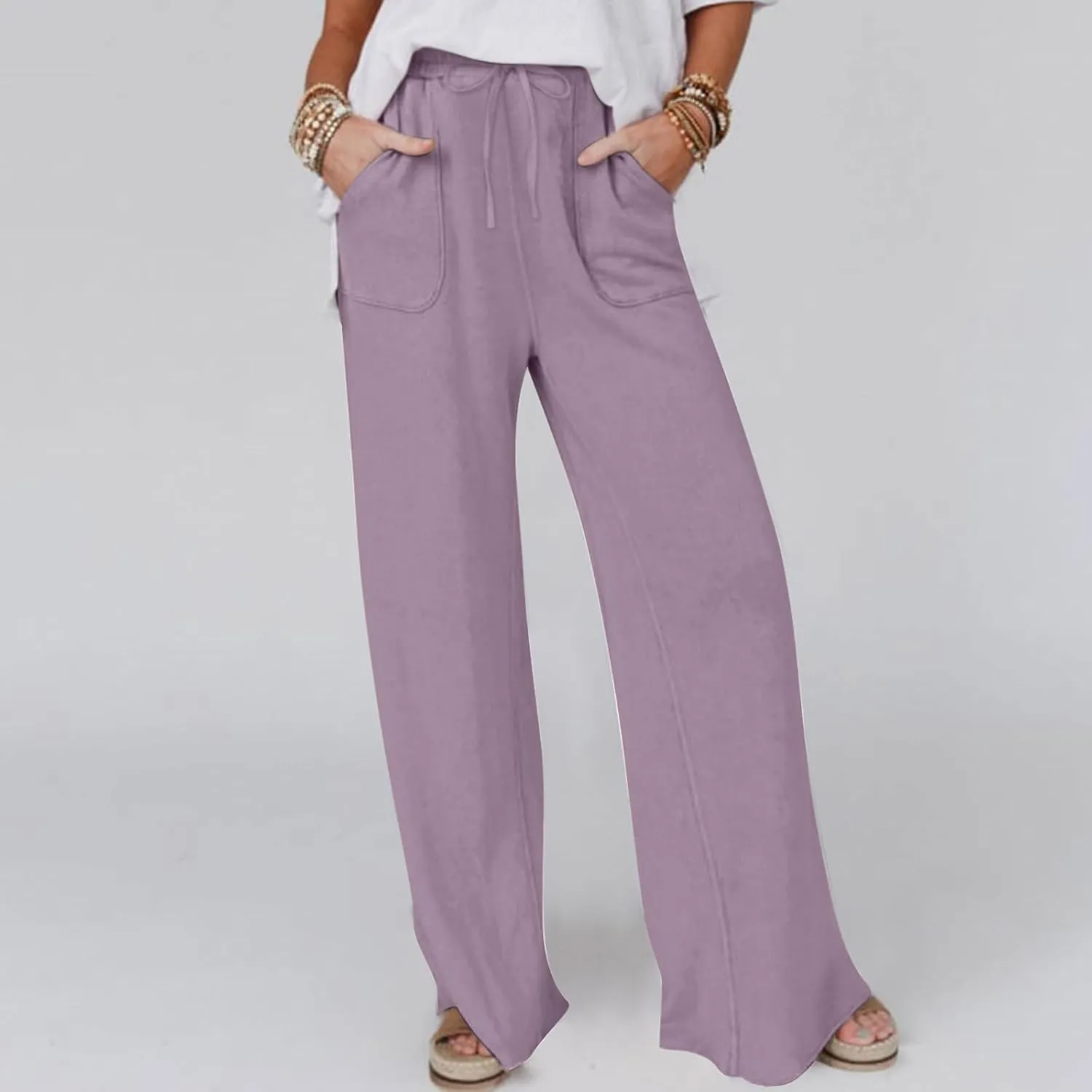 NATHGAM Womens Cotton Linen Pants Summer Dressy Casual Pants Lightweight Outdoor Workout Jogger Pants Baggy Straight Trouser