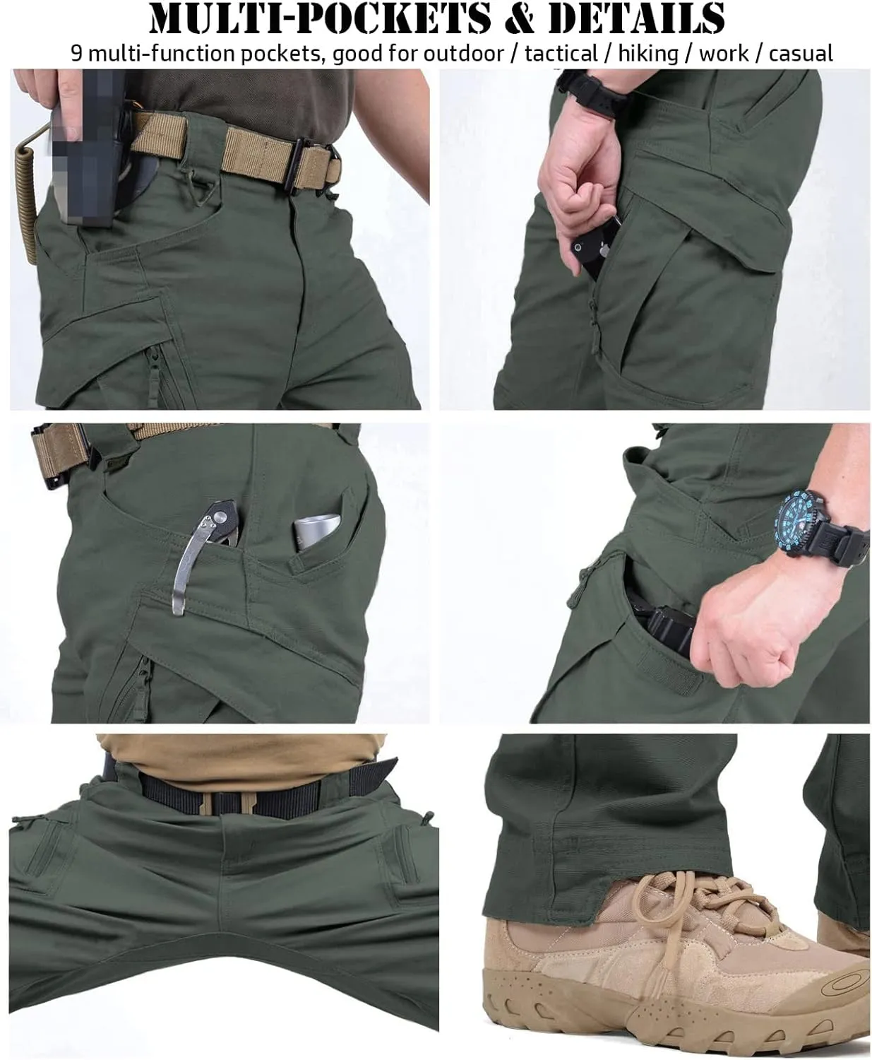 NAVEKULL Men's Military Cargo Tactical Pants Ripstop Lightweight Cotton Stretch Combat Outdoor Hiking Pants