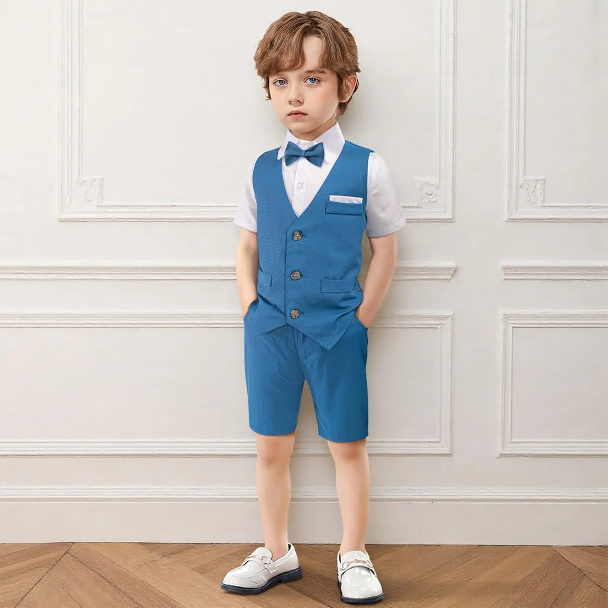 Nwada Boys Suit Toddler Dress Clothes Shirt with Bow Tie, Dress Pants Sets Kids Gentleman Outfit suits