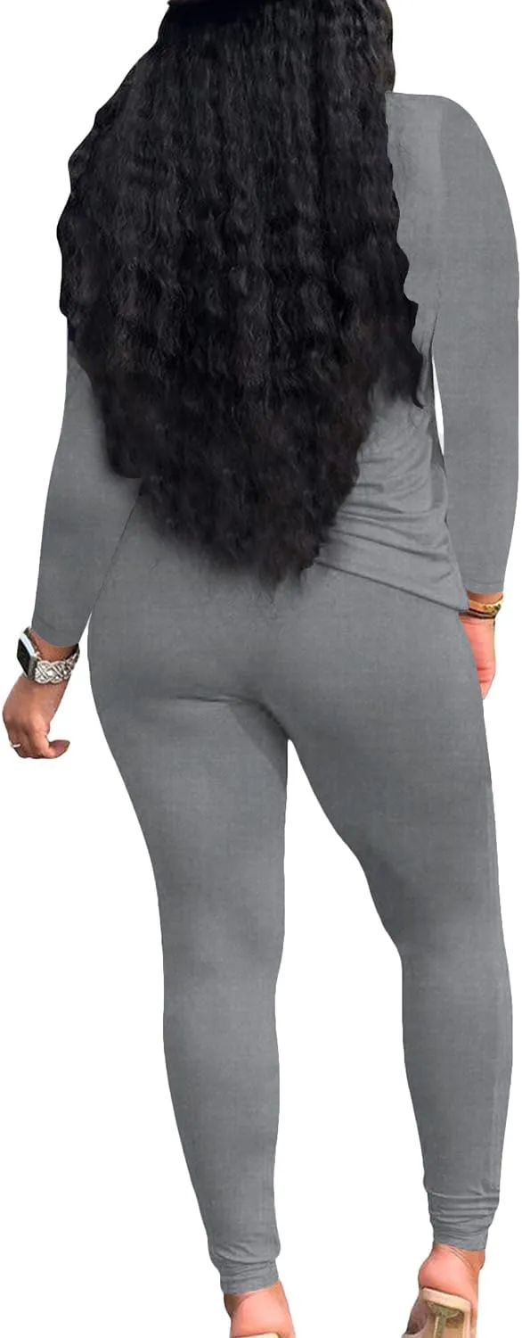 PINSV Women's Tracksuits 2 Piece Outfits Sweatsuit Long Sleeve Top Jogger Legging Pants Sets