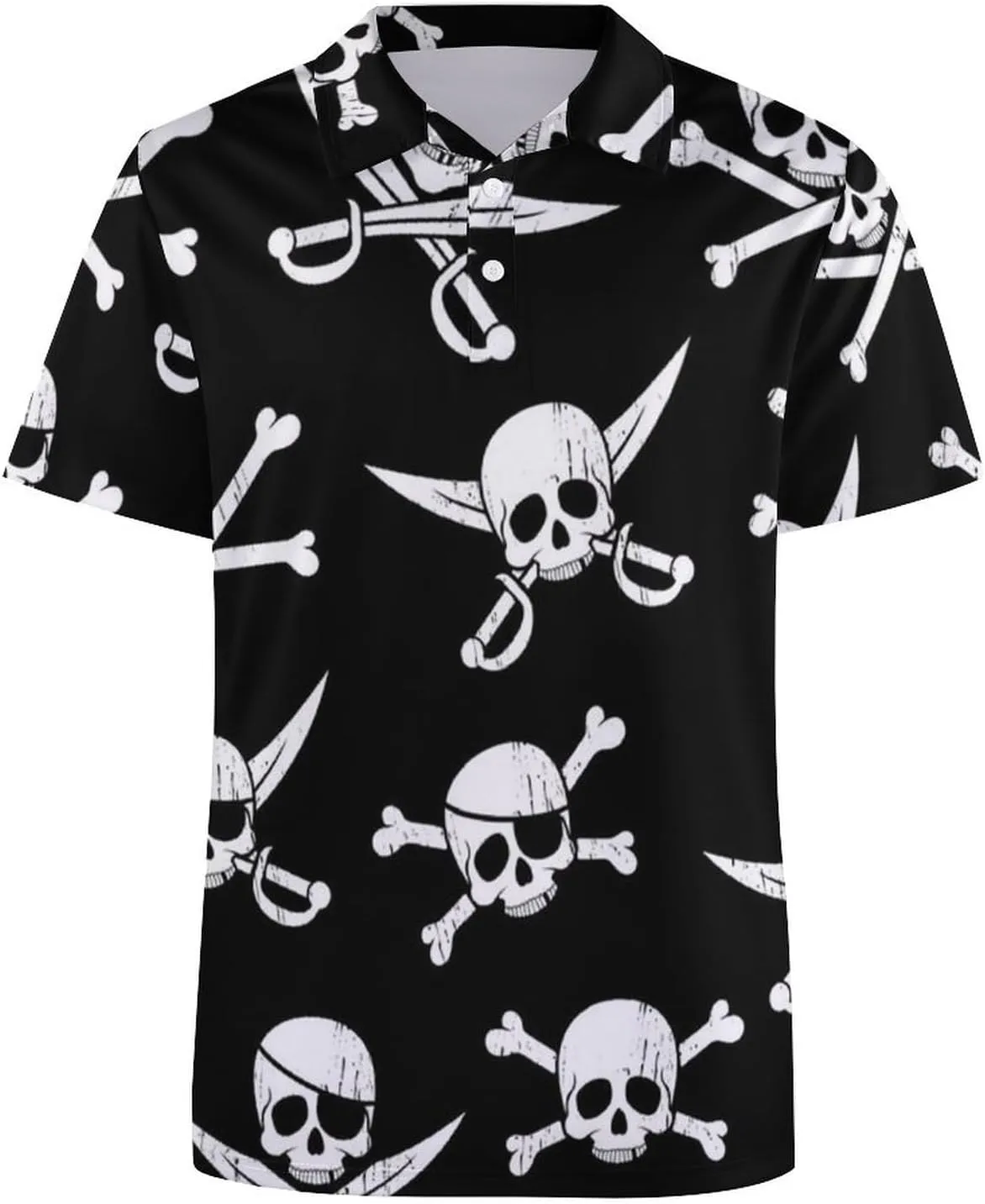 Pirate Pattern Women's Polo Shirts Summer Golf Polo T Shirts 3 Buttons Short Sleeve Tops