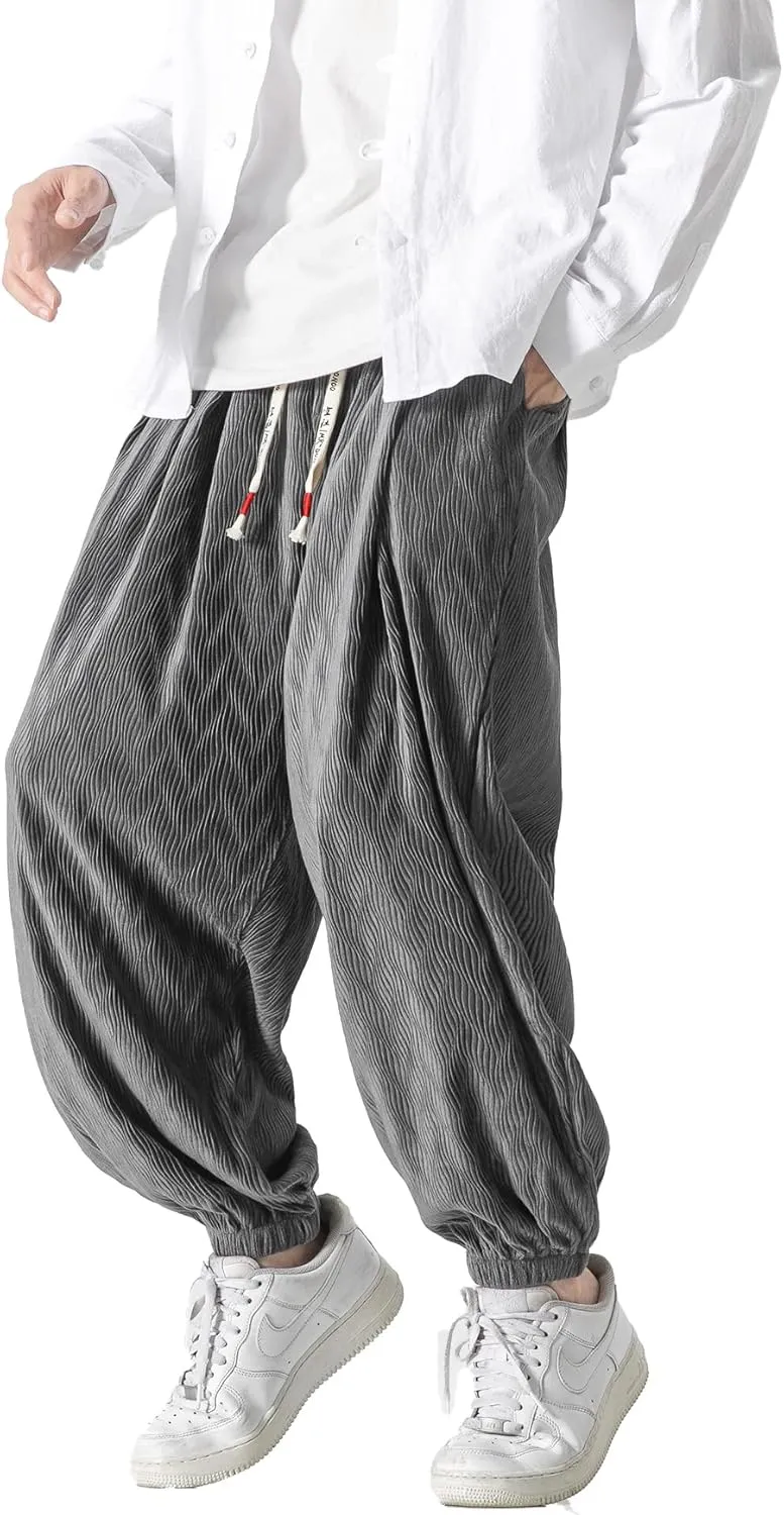 PRIJOUHE Men's Joggers Sweatpants Casual Wide Leg Jogger Pants Lightweight Sweat Pants with Pockets