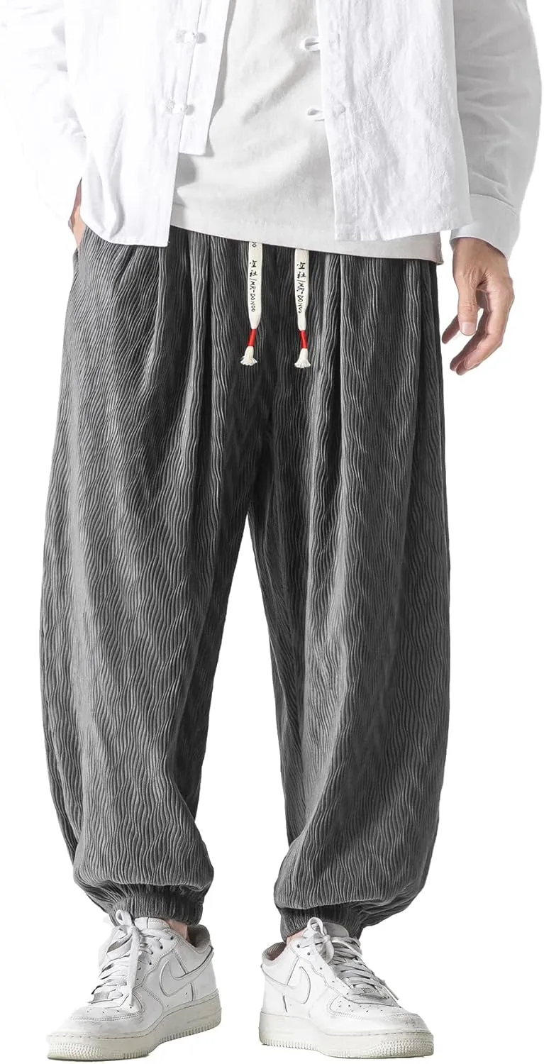 PRIJOUHE Men's Joggers Sweatpants Casual Wide Leg Jogger Pants Lightweight Sweat Pants with Pockets
