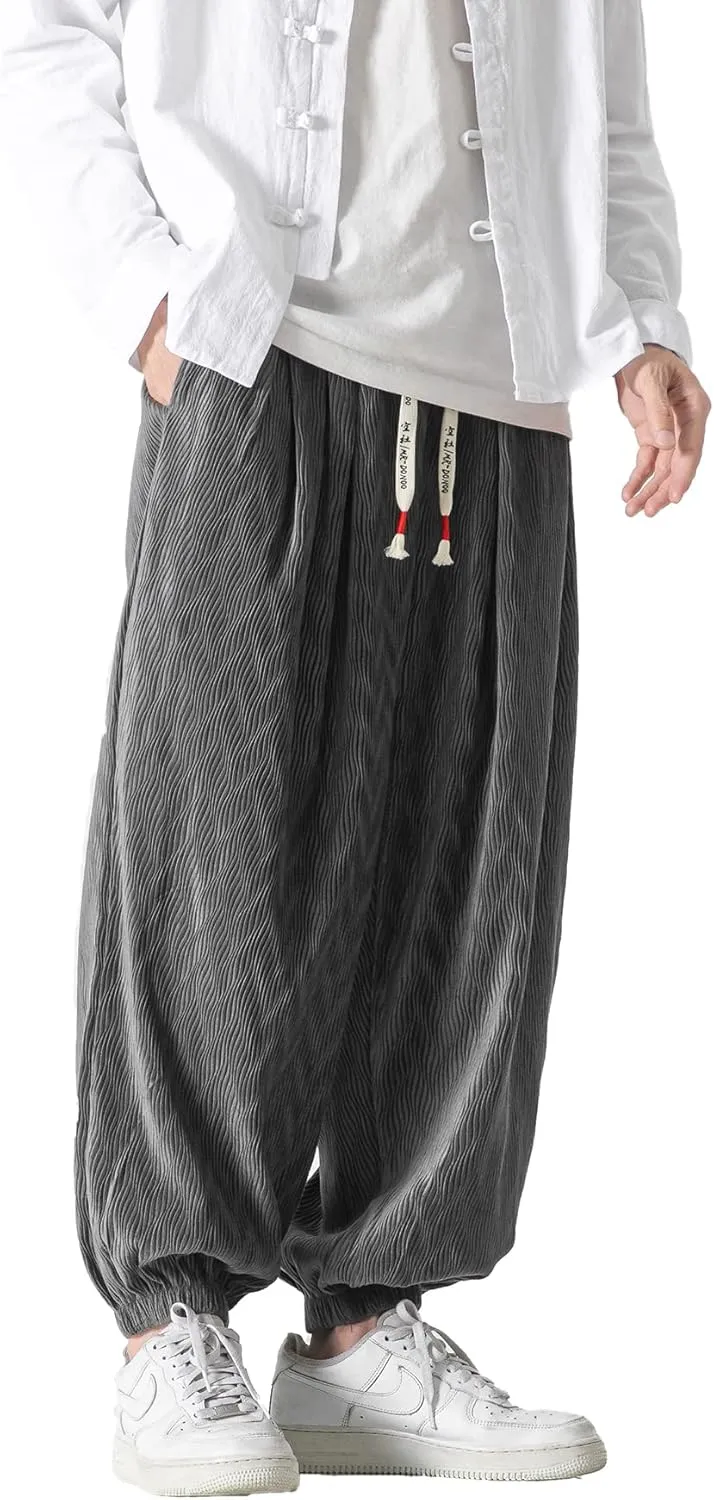 PRIJOUHE Men's Joggers Sweatpants Casual Wide Leg Jogger Pants Lightweight Sweat Pants with Pockets