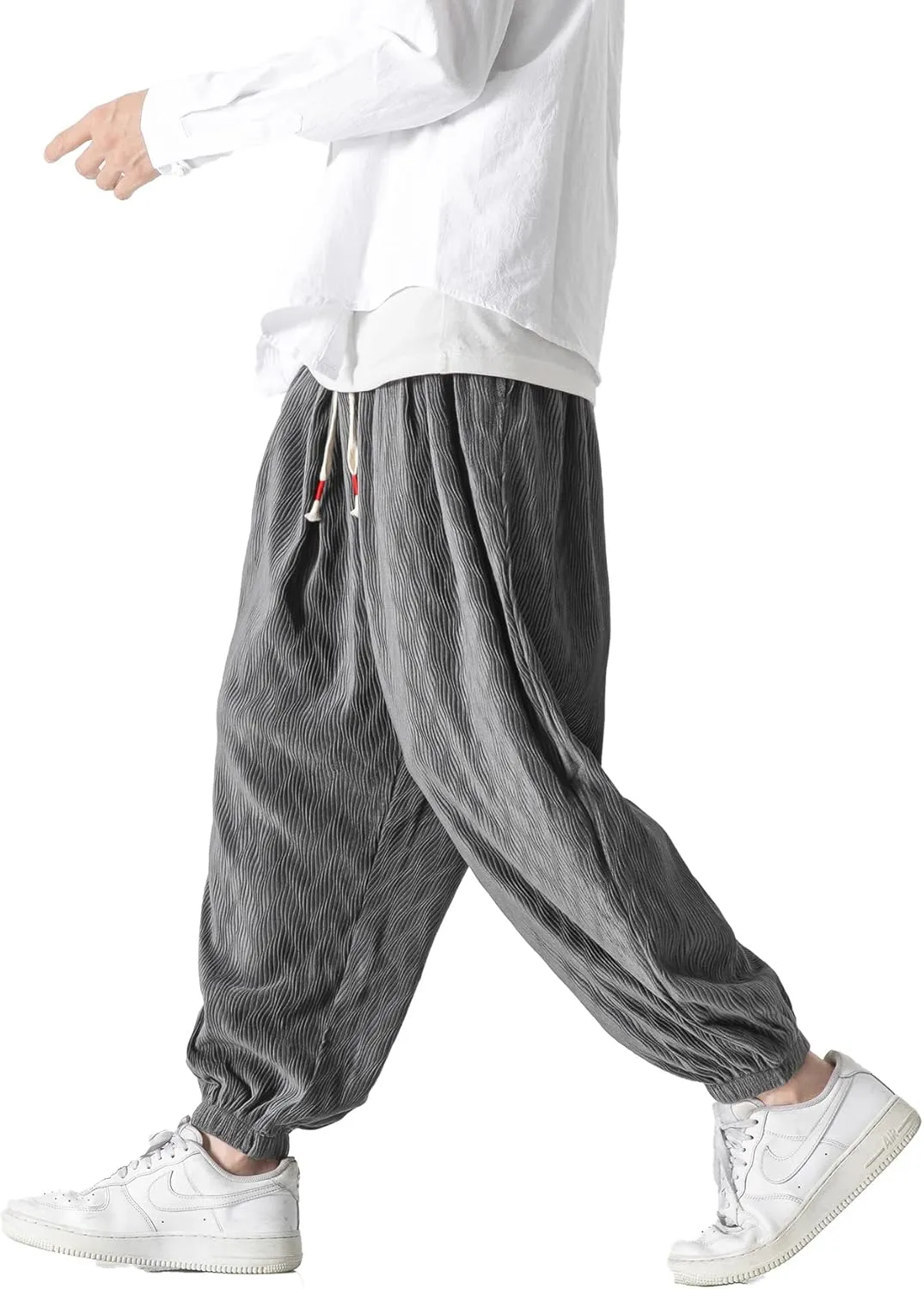 PRIJOUHE Men's Joggers Sweatpants Casual Wide Leg Jogger Pants Lightweight Sweat Pants with Pockets