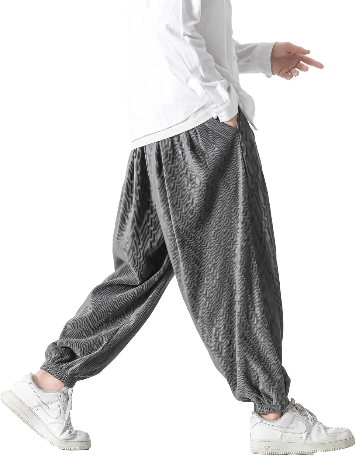 PRIJOUHE Men's Joggers Sweatpants Casual Wide Leg Jogger Pants Lightweight Sweat Pants with Pockets