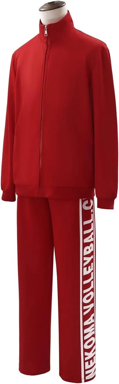 Red High School Uniform Volleyball Jersey Cosplay Sportswear Jacket Coat with Pants