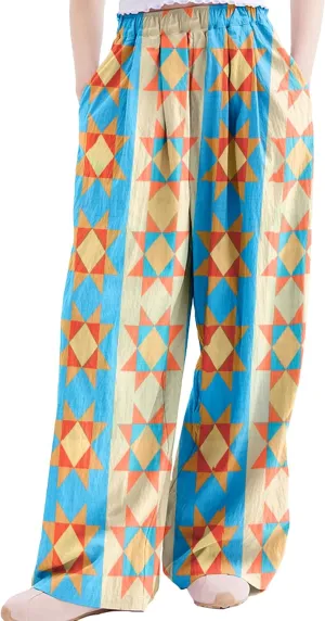 Rolanko Girls Wide Leg Pants Flowy Loose Fit Palazzo Pants for Girls Kids Linen Trousers Casual Beach 6-14Y