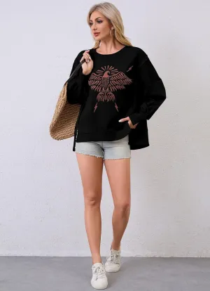 SAFRISIOR Women Oversized Y2K Graphic Sweatshirt Long Sleeve Crewneck Drop Shoulder Loose Sweater Vintage Streetwear