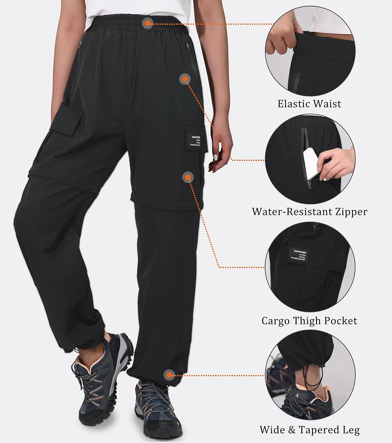 SANGTREE Girls & Women's Waterproof Outdoor Casual Cargo Jogger Pants