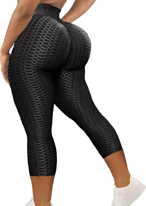 SEASUM Women High Waisted Workout Yoga Pants Butt Lifting Scrunch Booty Leggings Tummy Control Anti Cellulite Textured Tights