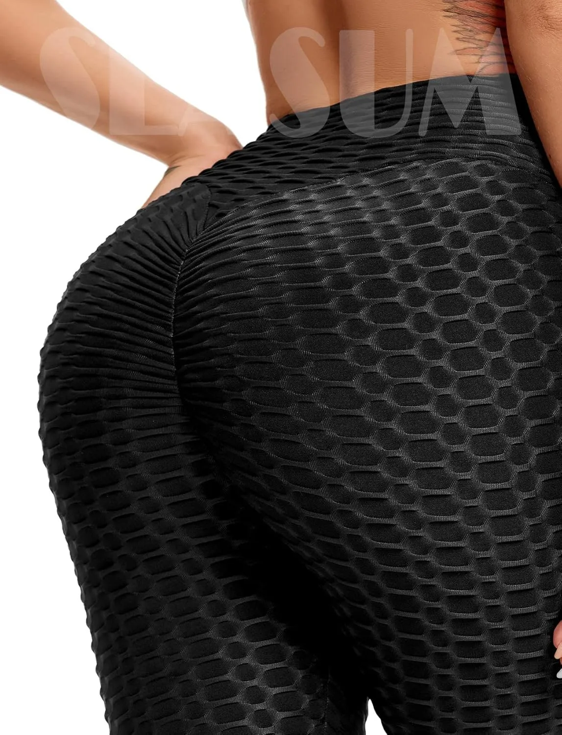 SEASUM Women High Waisted Workout Yoga Pants Butt Lifting Scrunch Booty Leggings Tummy Control Anti Cellulite Textured Tights