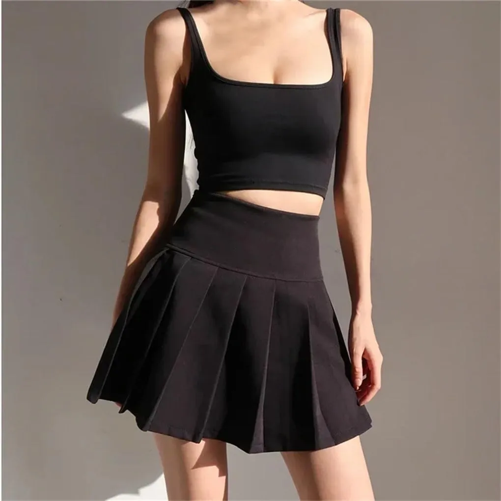 Short Pleated Skirt for Women High Waist Simple All-Match Hotsweet Mini Skirts Female
