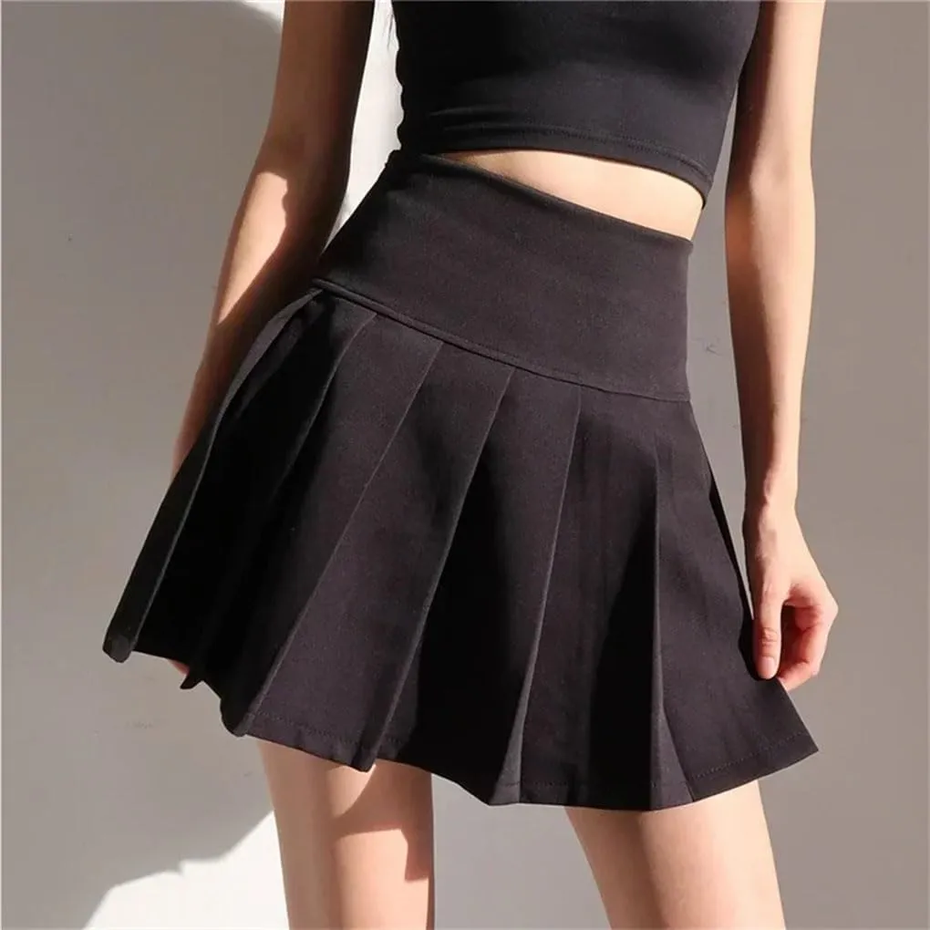 Short Pleated Skirt for Women High Waist Simple All-Match Hotsweet Mini Skirts Female