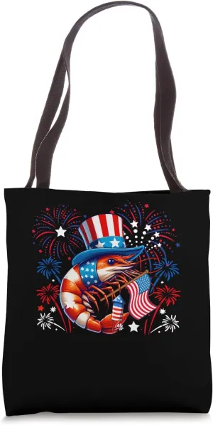 Shrimp 4th July US Flag Fireworks Sea Animal Patriotic Team Tote Bag