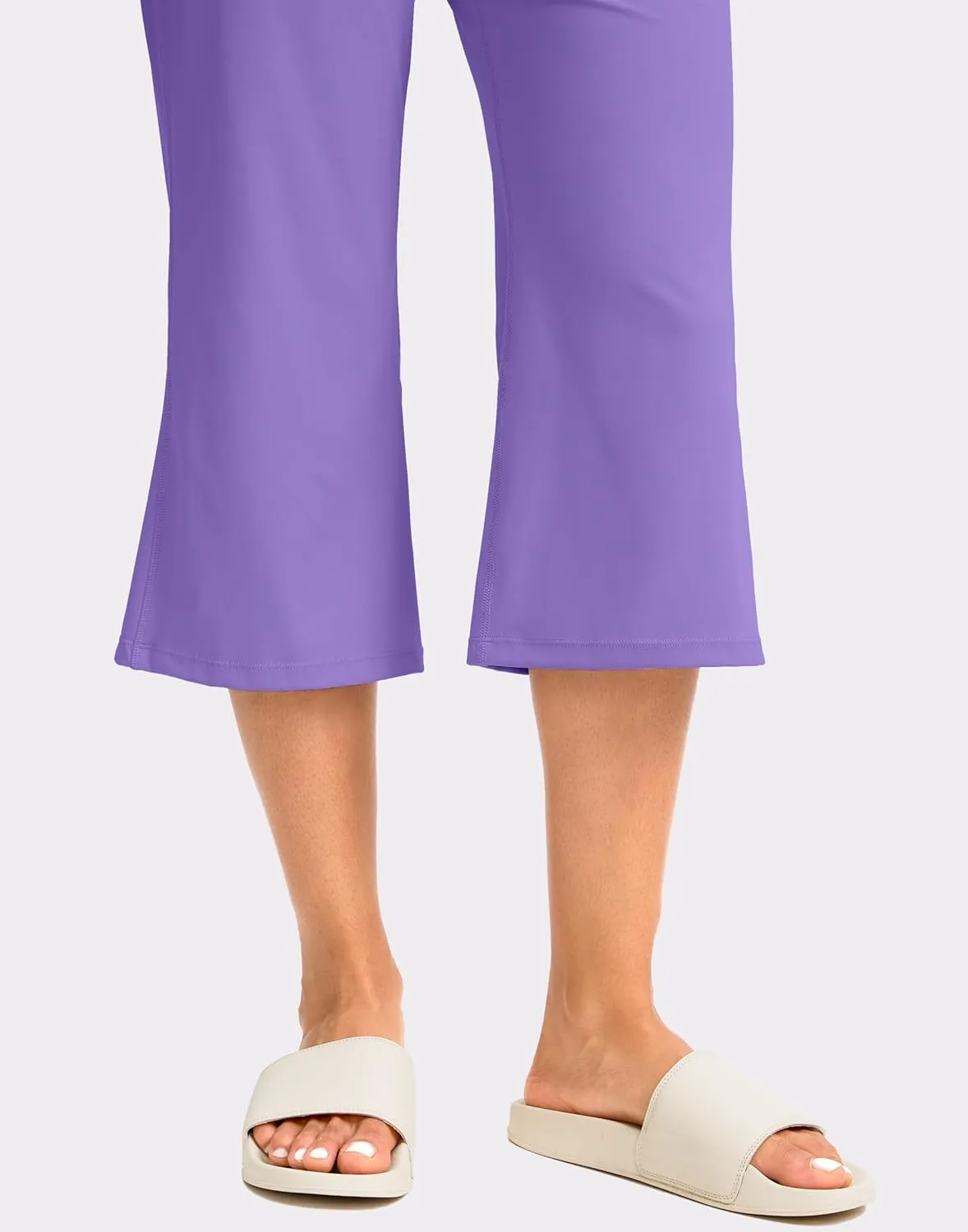 Soothfeel Capri Pants for Women Wide Leg Yoga Pants with Pockets High Waist Casual Dress Crop Pants