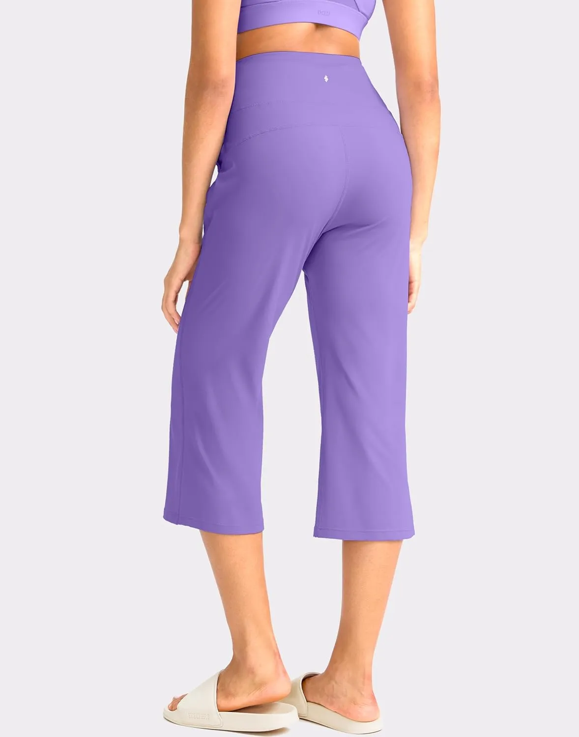 Soothfeel Capri Pants for Women Wide Leg Yoga Pants with Pockets High Waist Casual Dress Crop Pants