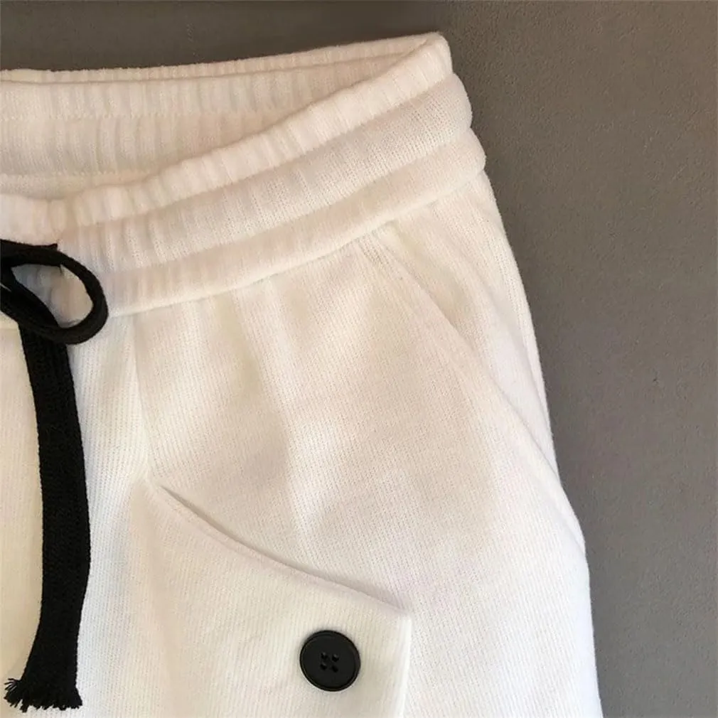 Spring Thin Sweatpants Men's Casual Pleated Pants Solid Color Loose Wide Harem Pants Leggings
