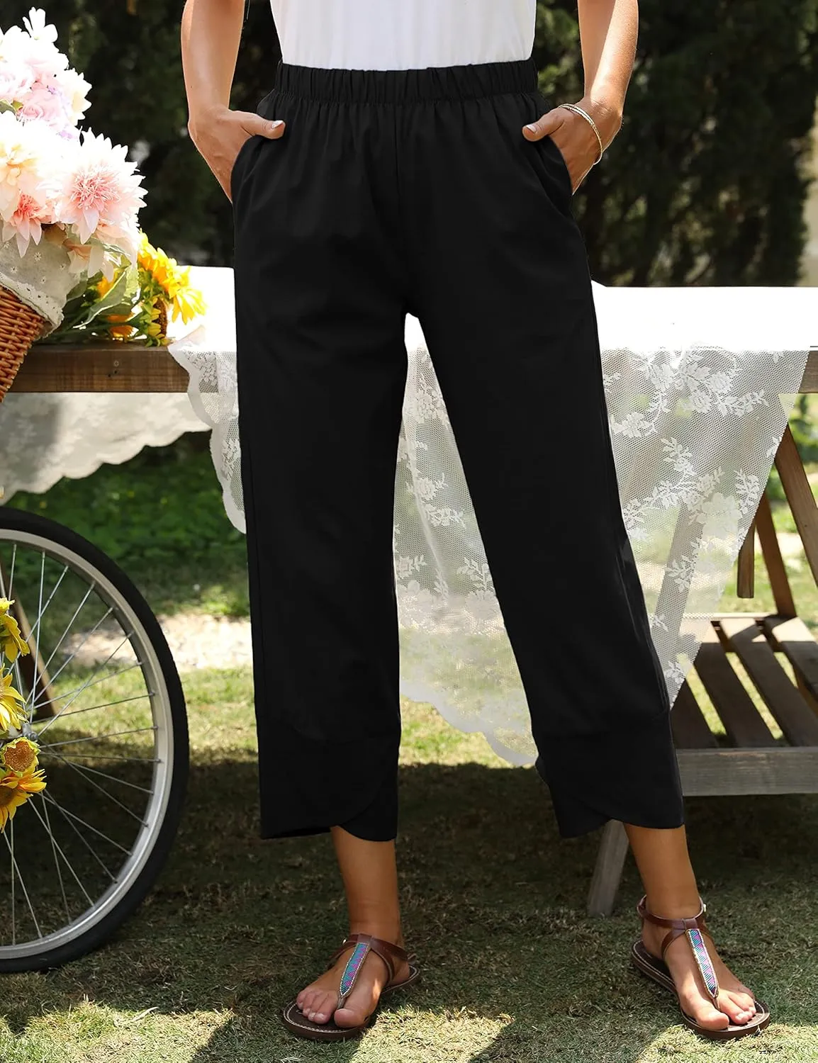 Springrain Women's Capri Pants Casual Summer Cotton Cropped Lounge Pants Trousers