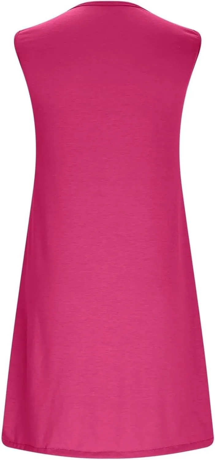 Summer Dresses for Women 2025 Keyhole Neck Casual Dress Sleeveless Pleated Mini Dress Beach Vacation Flowy Dresses