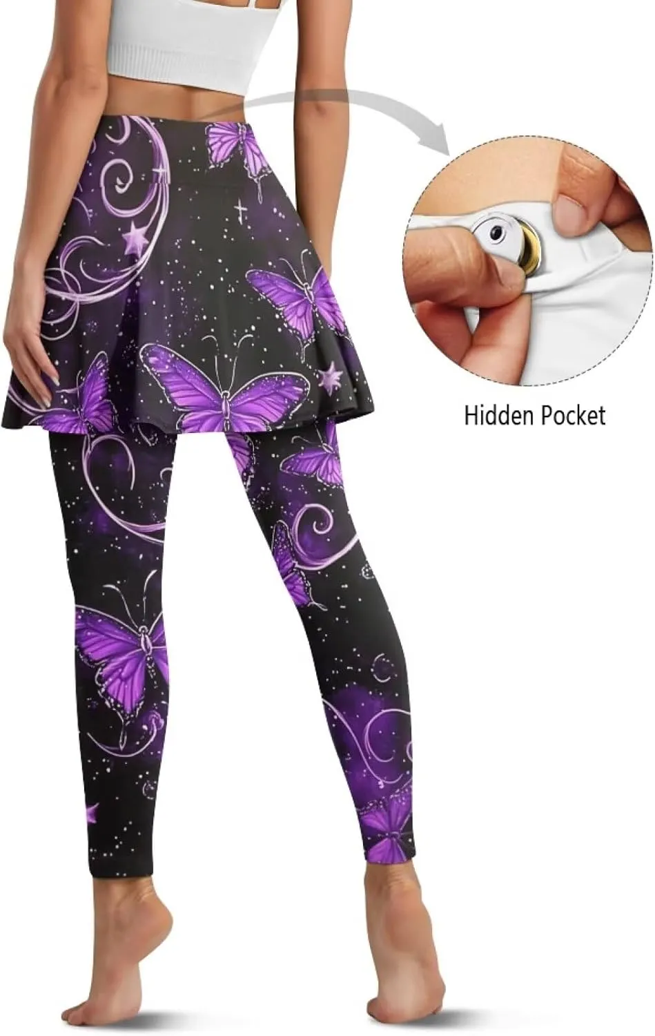 Sunflower Summer Gym Workout Outfits Leggings, Skull Yoga Running Casual Golf Tennis Legging High Waisted Skirts