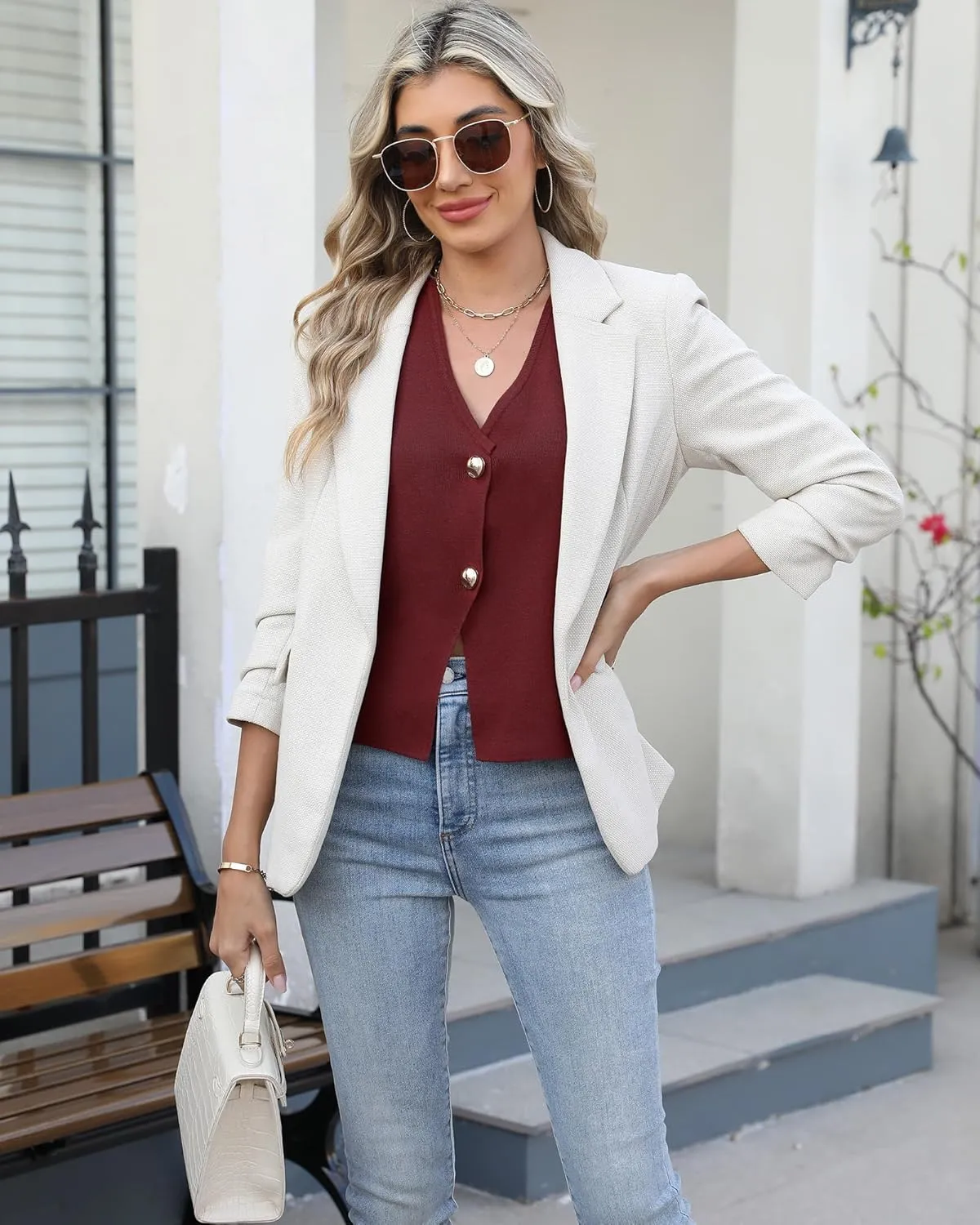 Sweater Vest Women Vest Tops Button Down Sleeveless Cute Vest 2025 Summer Spring Work Business Casual Outfits