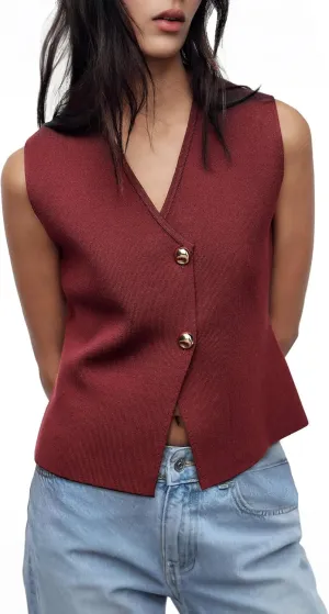 Sweater Vest Women Vest Tops Button Down Sleeveless Cute Vest 2025 Summer Spring Work Business Casual Outfits