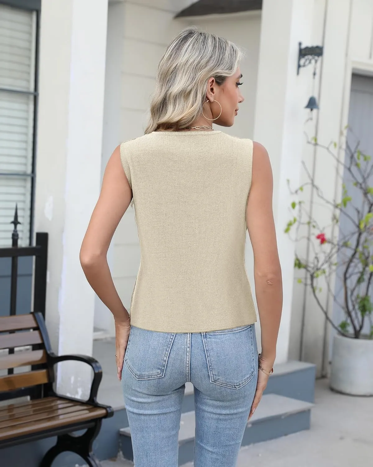 Sweater Vest Women Vest Tops Button Down Sleeveless Cute Vest 2025 Summer Spring Work Business Casual Outfits
