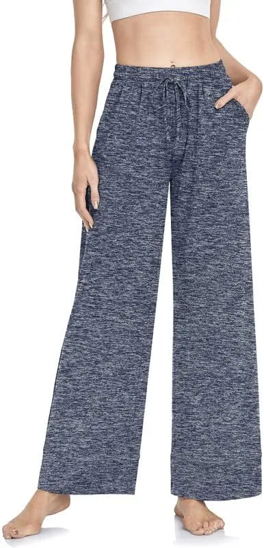 TARSE Wide Leg Yoga Pants for Women Plus Size Palazzo Trousers High Waist Lounge Pajamas Pants Casual Sweatpants with Pockets