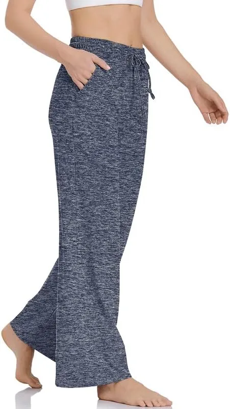 TARSE Wide Leg Yoga Pants for Women Plus Size Palazzo Trousers High Waist Lounge Pajamas Pants Casual Sweatpants with Pockets