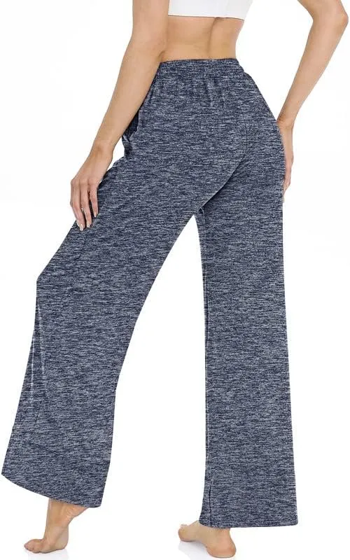 TARSE Wide Leg Yoga Pants for Women Plus Size Palazzo Trousers High Waist Lounge Pajamas Pants Casual Sweatpants with Pockets