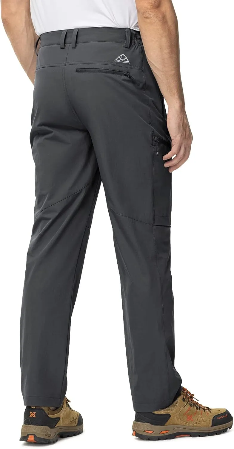 TBMPOY Men's Lightweight Hiking Travel Pants 5 Zip Pockets Stretch Quick Dry Work Pant Cargo Outdoor Camping Fishing
