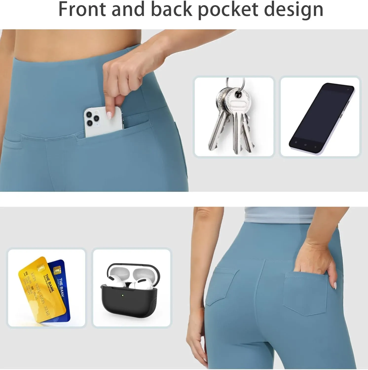 THE GYM PEOPLE Women's Casual Yoga Leggings High Waisted Tummy Control Workout Pants with 4 Pockets