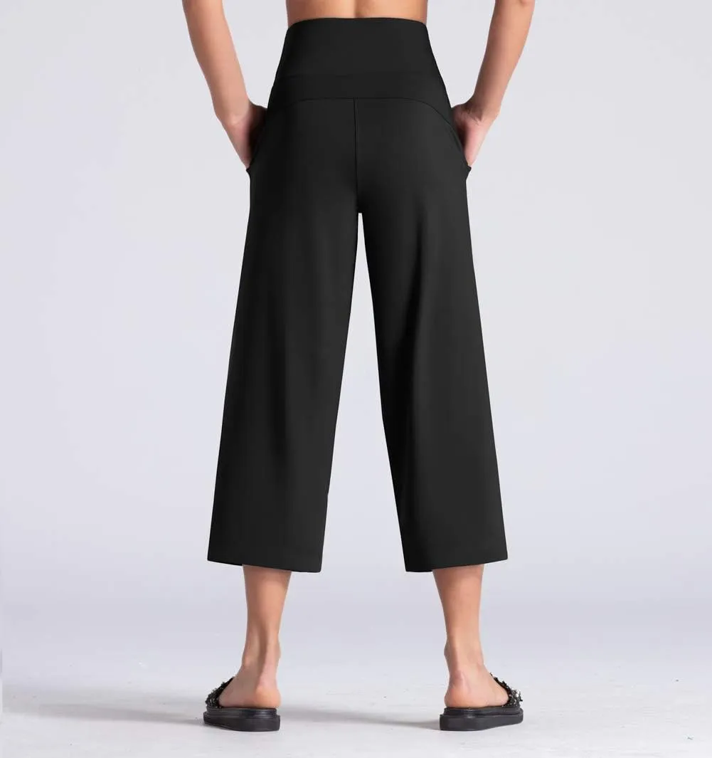 THE GYM PEOPLE Womens' Yoga Pants with Pockets and Tummy Control High Waist in Flare Crop
