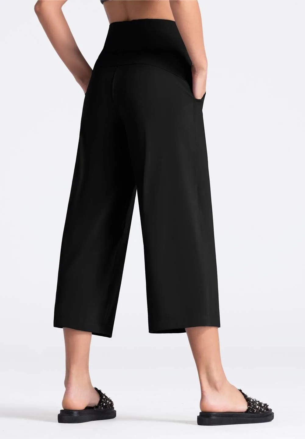 THE GYM PEOPLE Womens' Yoga Pants with Pockets and Tummy Control High Waist in Flare Crop