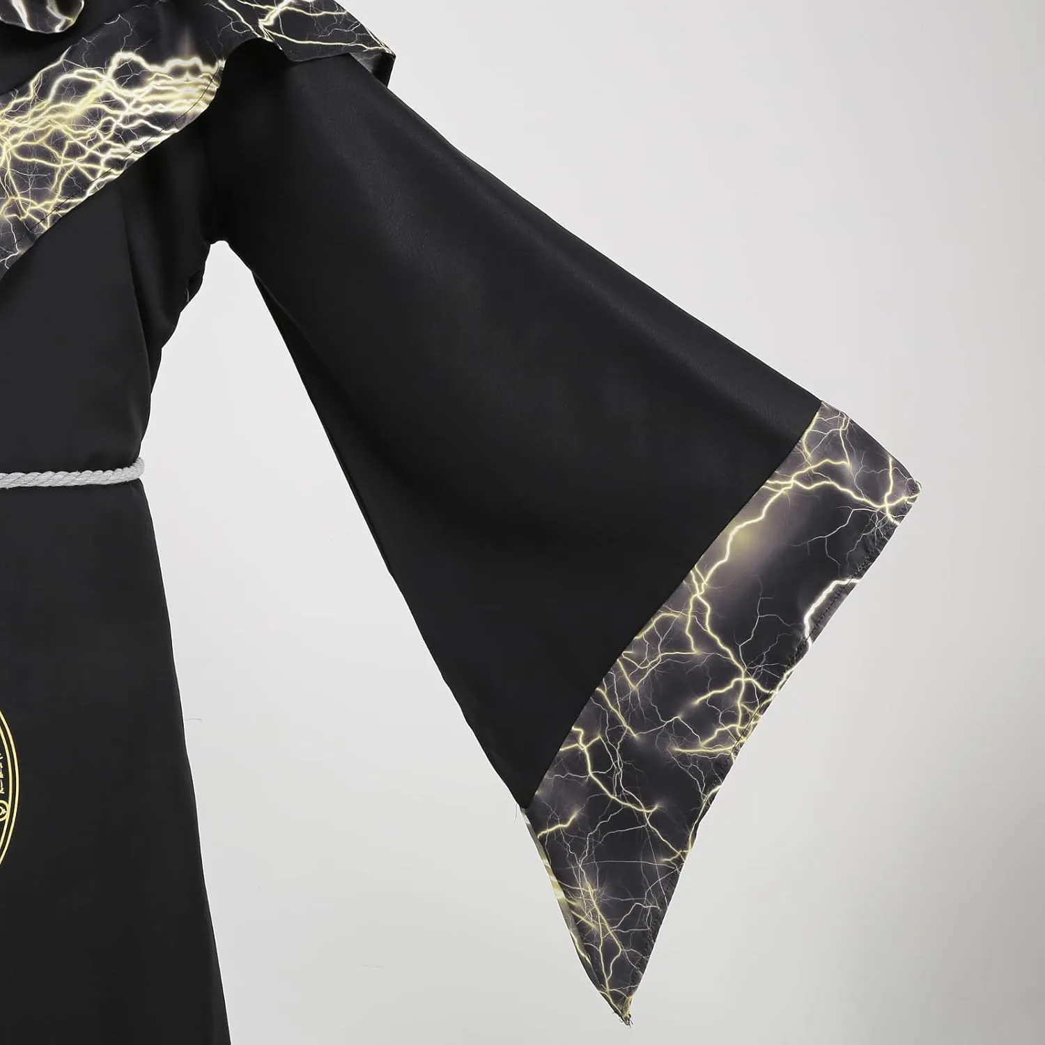 TOONRAIN Mens Halloween Costume Medieval Sorcerer Robe Dark Wizard Renaissance Vintage Hooded Cape Black Cloak