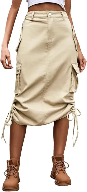 Trendy Denim Tie Work Dress Casual Mid Length Skirt Slip Skirt for Women Short