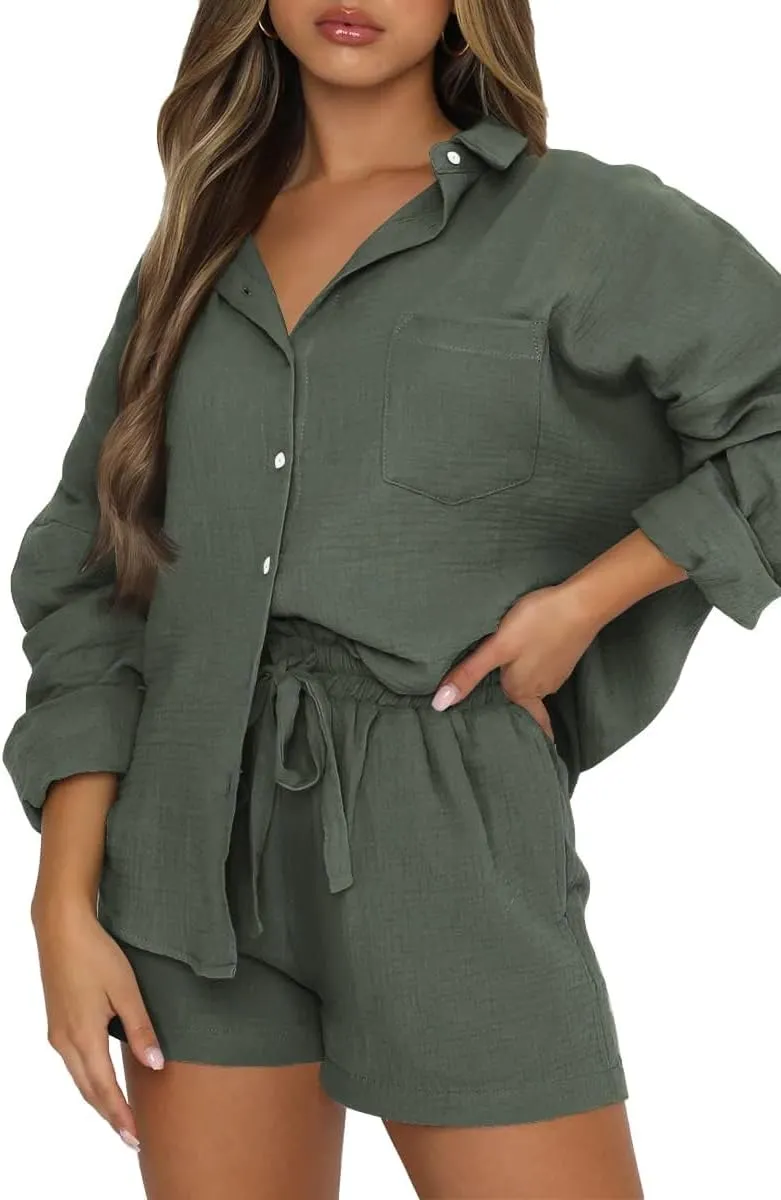 Trendy Queen Two Piece Sets For Women Summer Short Sets Beach Vcation Lounge Pajama 2 Piece Spring Outfits Fashion 2025
