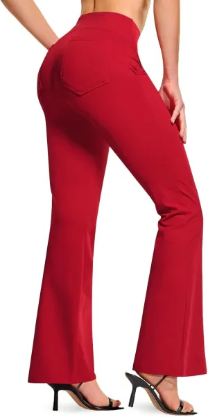 TSLA Women's Yoga & Dress Pants, Office Business Casual Work Slacks, Stretch Straight Leg/Bootcut Pants with 4 Pockets