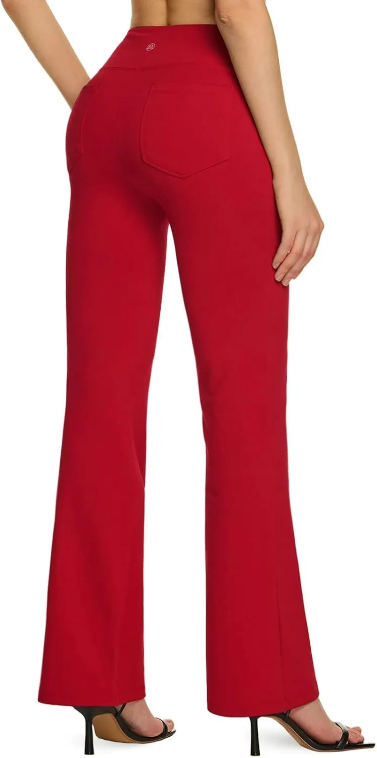 TSLA Women's Yoga & Dress Pants, Office Business Casual Work Slacks, Stretch Straight Leg/Bootcut Pants with 4 Pockets