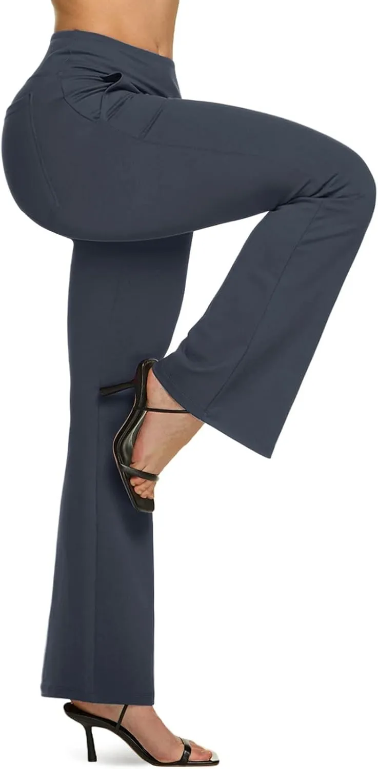 TSLA Women's Yoga & Dress Pants, Office Business Casual Work Slacks, Stretch Straight Leg/Bootcut Pants with 4 Pockets