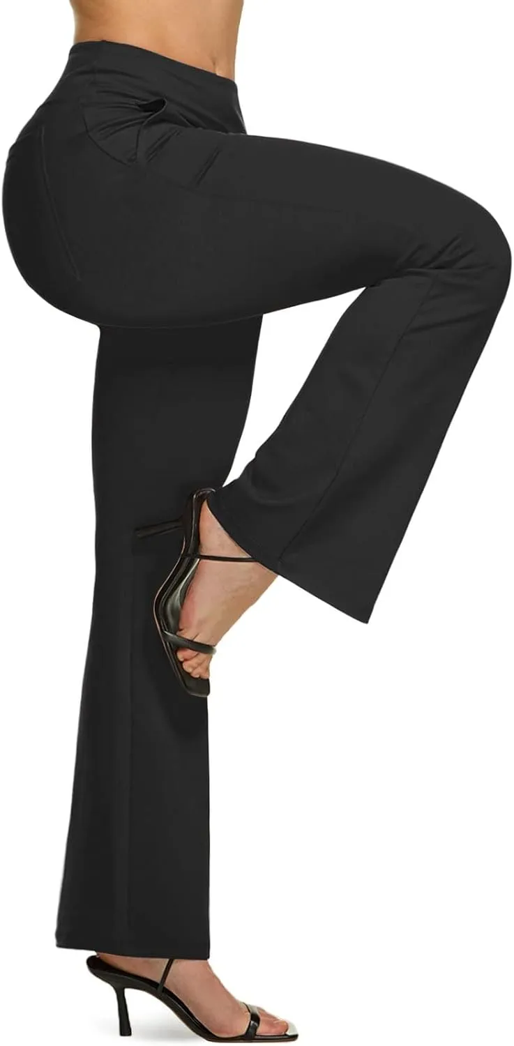 TSLA Women's Yoga & Dress Pants, Office Business Casual Work Slacks, Stretch Straight Leg/Bootcut Pants with 4 Pockets